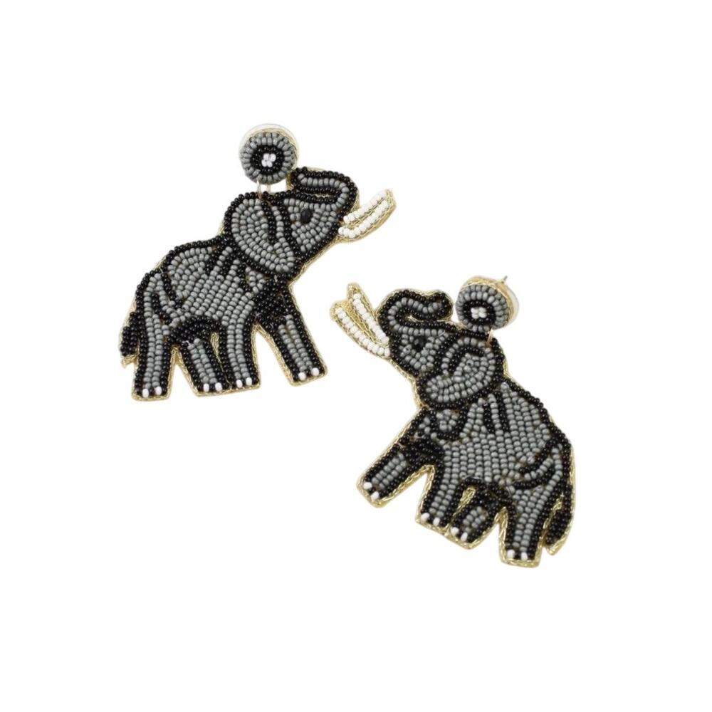 Alabama Elephant Beaded Earrings l Roll Tide Earrings l Game Day Earrings